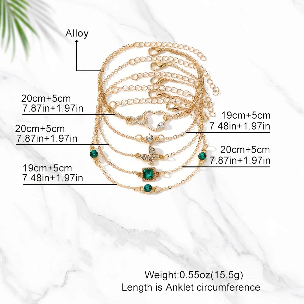 5pcs Vintage Rhinestone Bracelet Set – Infinity & Geometric Designs, Fashion Jewelry for Women, Perfect Gift & Casual Wear