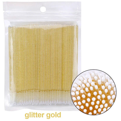 100PCS Eyelash Cleaning Brushes – Micro Cotton Swabs for Lash Extensions & Makeup Removal