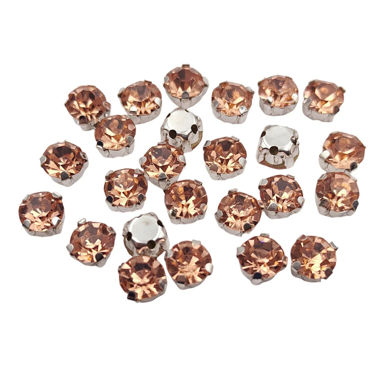 Round Glass Rhinestones with Claw – Silver Base Sew-On Crystals for Clothing, Shoes, and Crafts