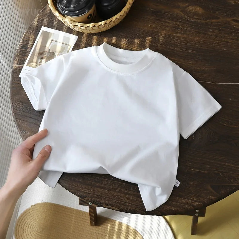 2-10Y Children’s Pure Cotton Short Sleeve Pullover T-Shirt – Baby Boys & Girls Summer Tops