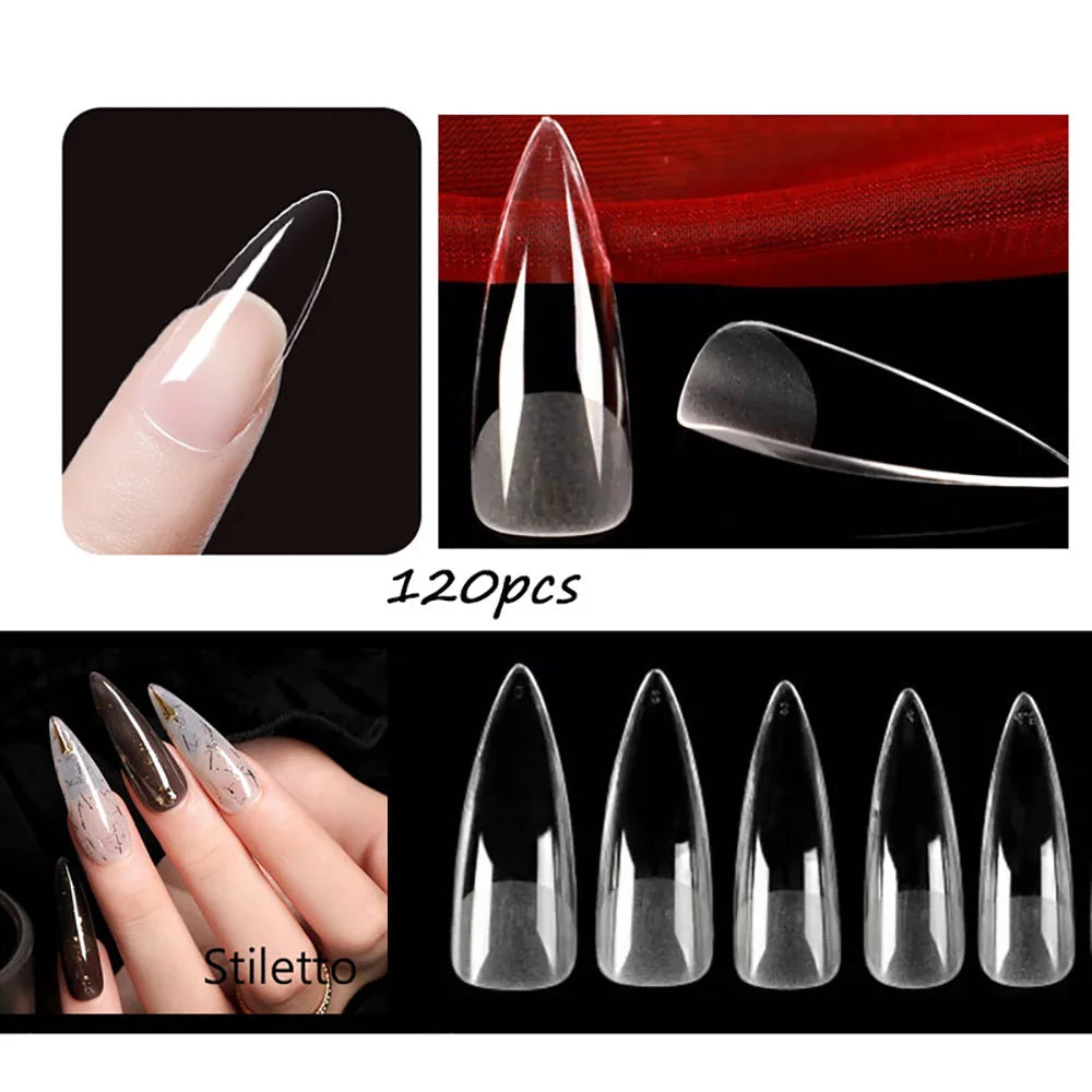 120PCS Matte Press-On Nail Tips – Soft Full-Cover Oval Almond False Nails for DIY Manicure