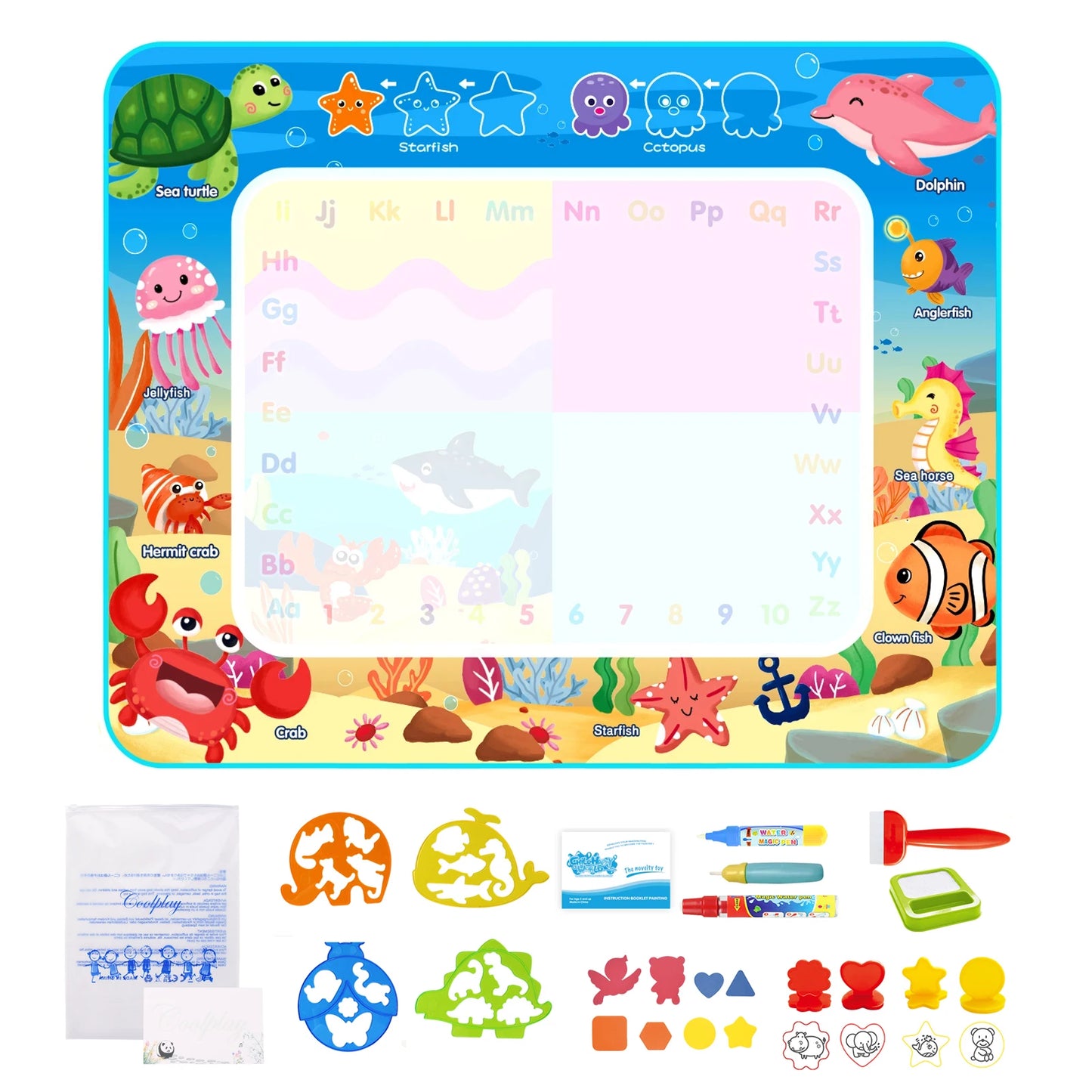100x80CM Magic Water Drawing Mat – Reusable Doodle Board Montessori Educational Toy for Kids