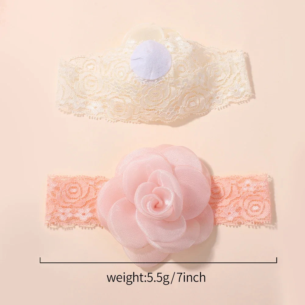 1Pc Baby Nylon Headscarf – Handmade Flower Headband for Newborn Girls, Toddler Elastic Hair Turban