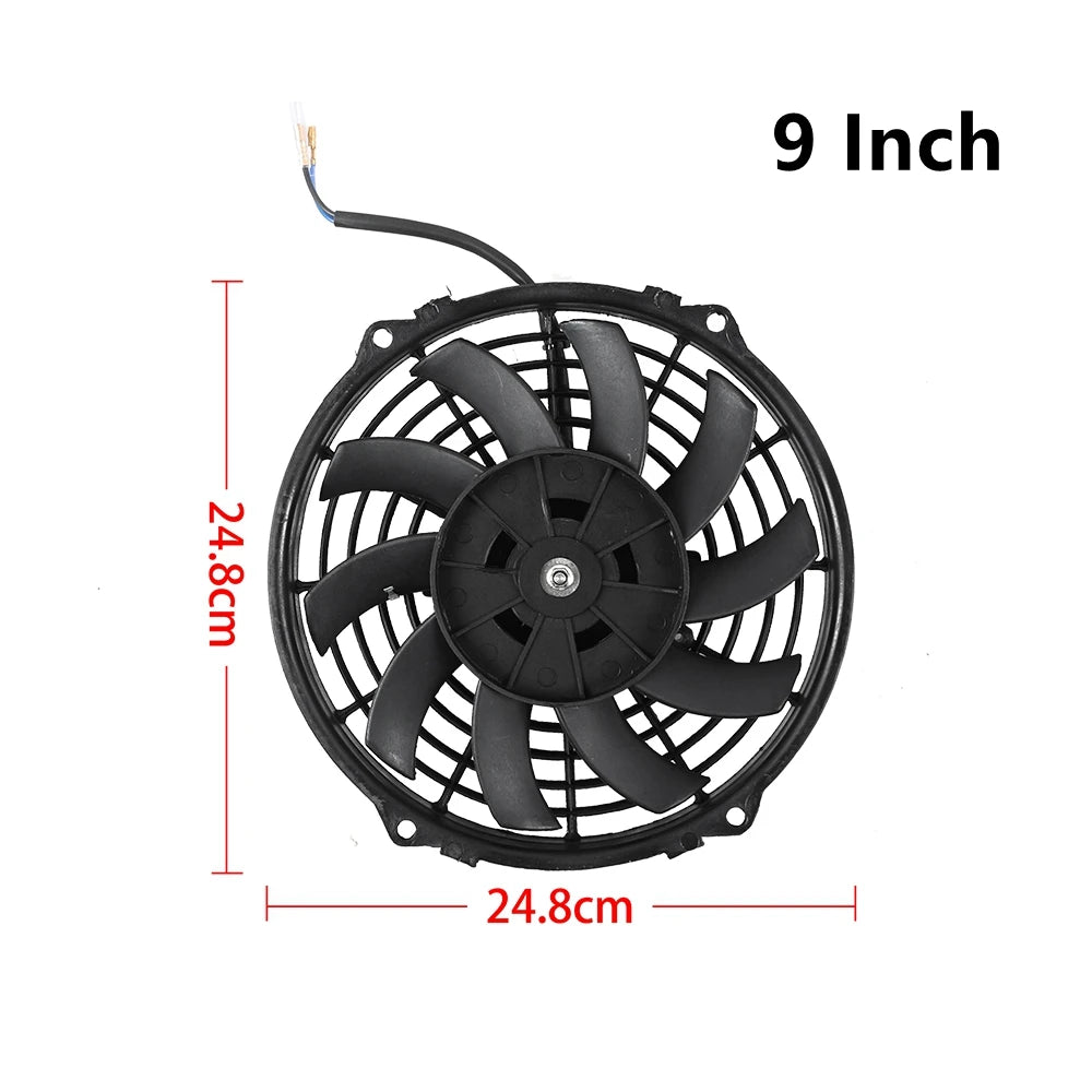 Universal 7/9/10/12/14/16 Inch 12V 80W Car Radiator Cooling Fan Blade – Electric Air Conditioning Fan Kit 2100RPM